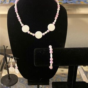 Pink Opal and Mother of Pearl jewelry set